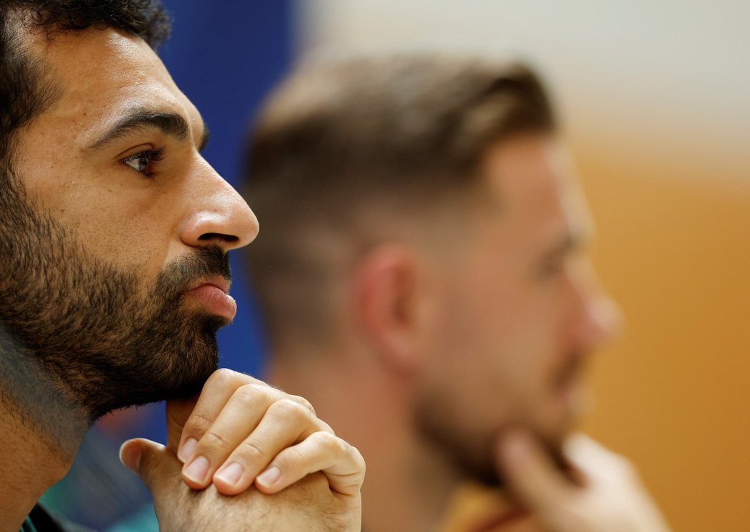 Mohamed Salah na tiskové konferenci před finále Ligy mistrů