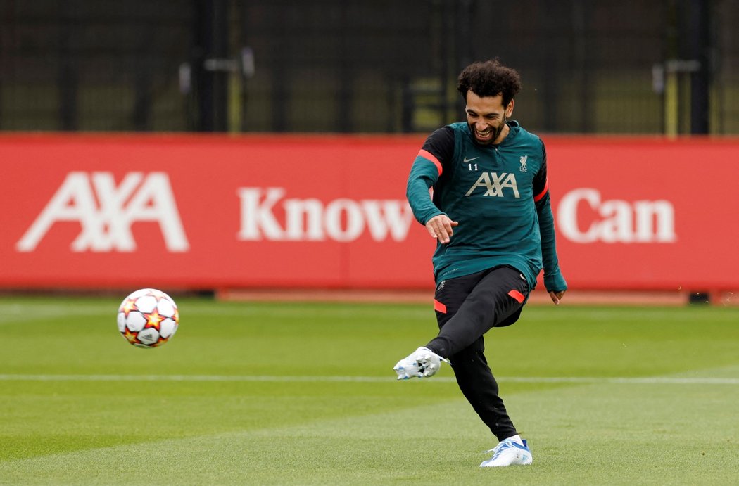 Mohamed Salah na tréninku před finále Ligy mistrů