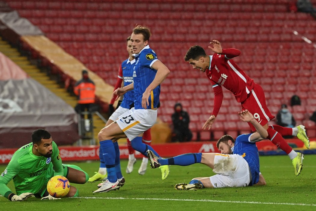 Fotbalisté Liverpoolu na Anfieldu překvapivě podlehli Brightonu