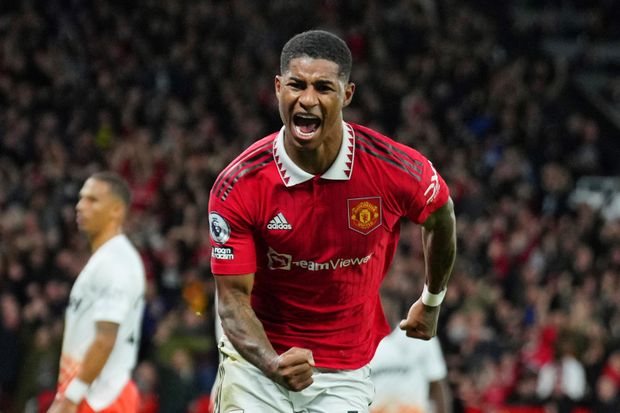 Marcus Rashford se raduje ze vstřelené branky Marcus Rashford se raduje ze vstřelené branky