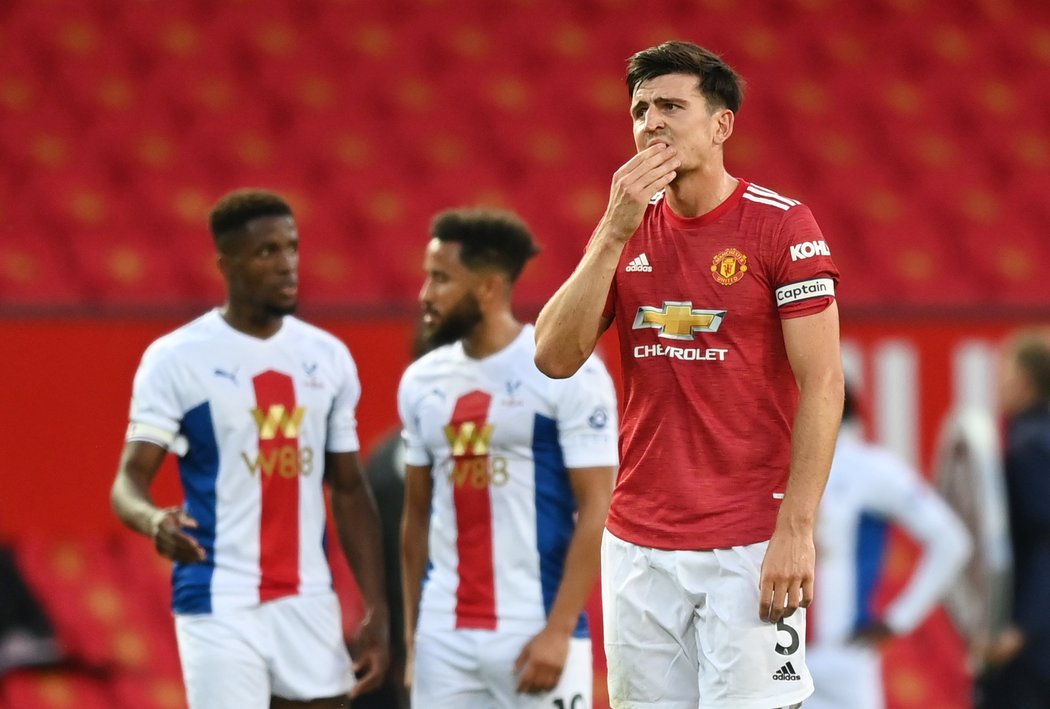 Zklamaný kapitán Manchesteru United Harry Maguire