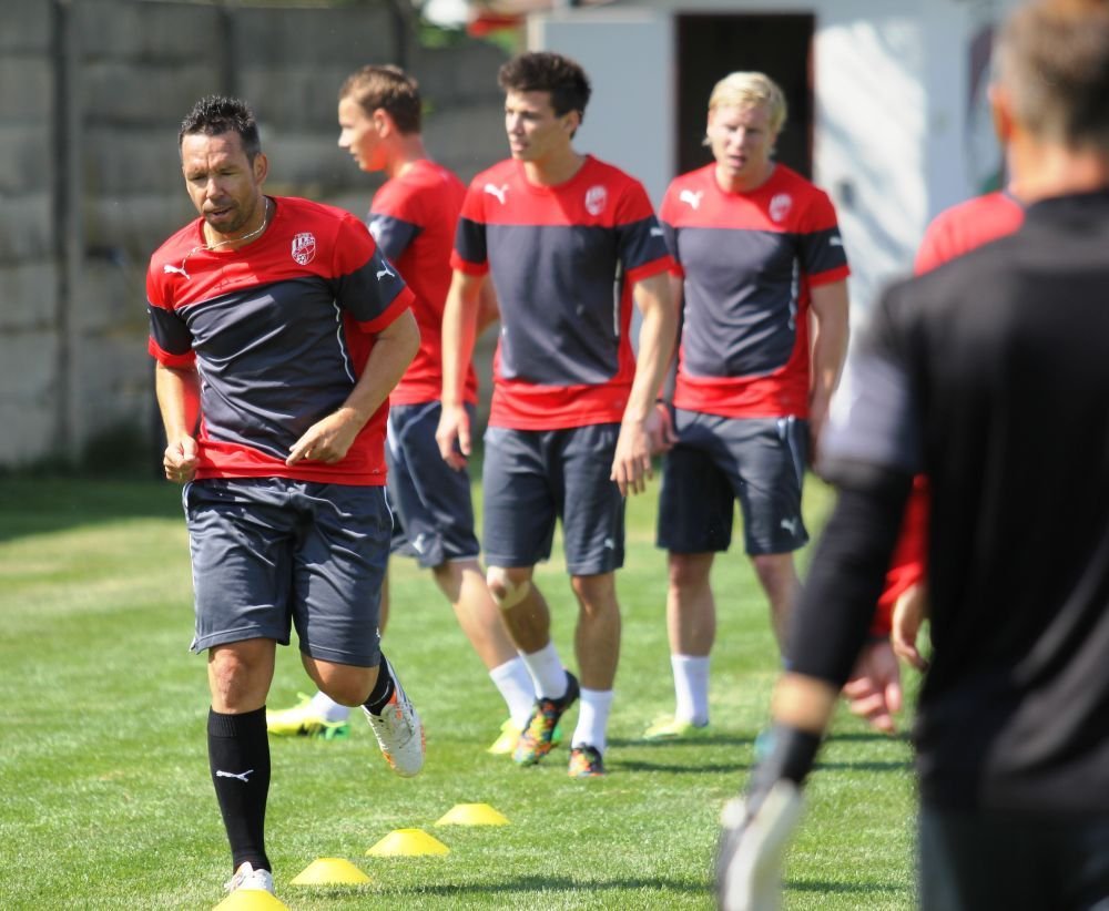 Fotbalisté Plzně při zahájení přípravy na novou sezonu, na tréninku nechyběl ani Pavel Horváth