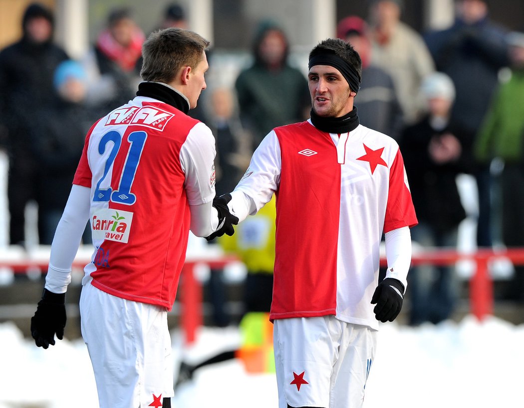 Martin Fenin a Milan Škoda, útočná dvojice fotbalové Slavie