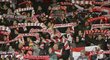 Během zápasu v Jablonci vytvářeli fanoušci Slavie parádní atmosféru