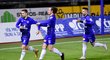 Fotbalisté Olomouce se radují ze vstřelené branky v zápase s Příbramí