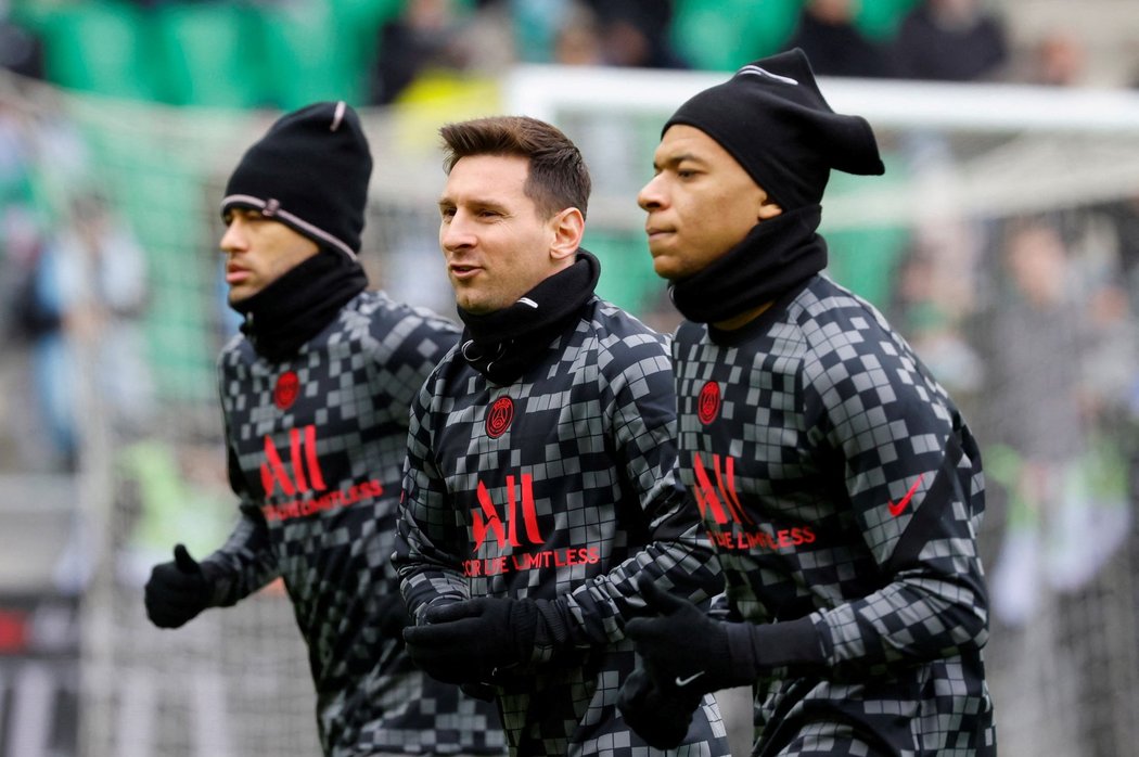 Trojice velikánů v dresu PSG Messi, Mbappé, Neymar