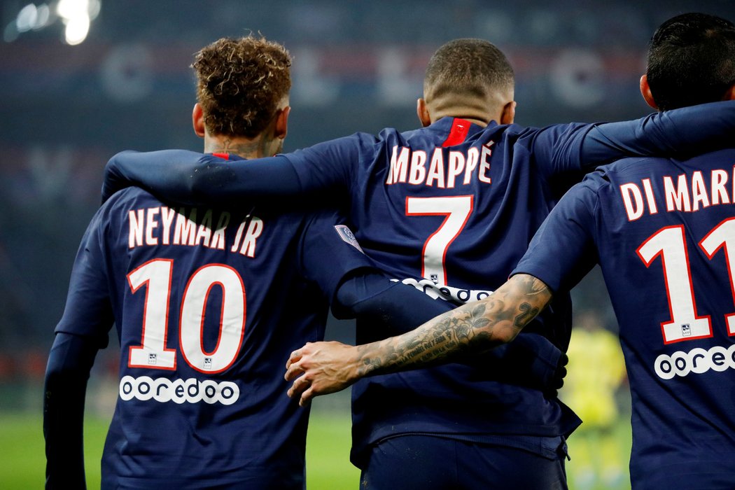 Útočné trio vzbuzující postrach u nejedné obrany Neymar, Mbappé a Di Maria