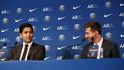 Prezident PSG Nasser Al-Khelaifi a nová posila klubu, argentinská superstar Lionel Messi