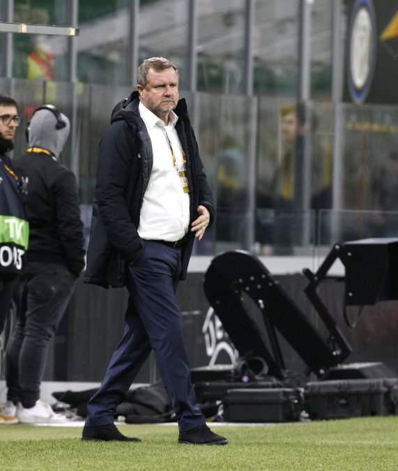 Český trenér Pavel Vrba v utkání Ludogorce Razgrad na hřišti Interu Milán