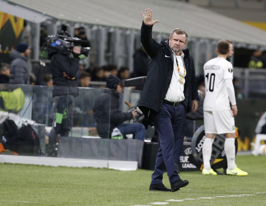 Český trenér Pavel Vrba v utkání Ludogorce Razgrad na hřišti Interu Milán