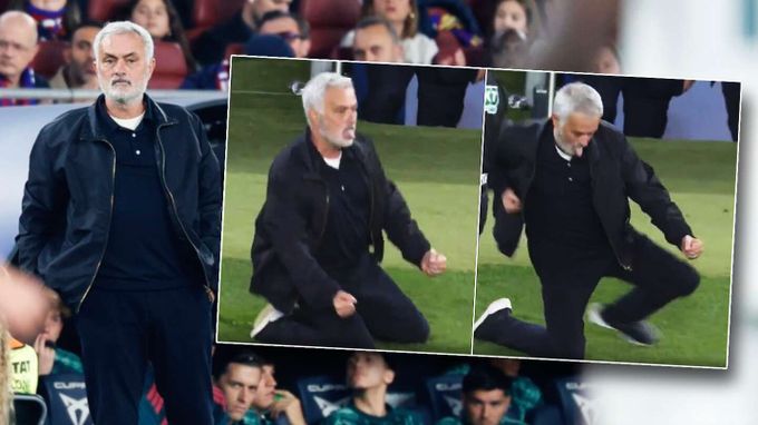Starý dobrý Mourinho! Výhru v El Clásicu slavil na kolenou, pak si rýpl do novinářů Starý dobrý Mourinho! Výhru v El Clásicu slavil na kolenou, pak si rýpl do novinářů