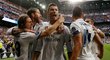 Cristiano Ronaldo slaví jednu z branek do sítě Atlétika Madrid v semifinále Ligy mistrů