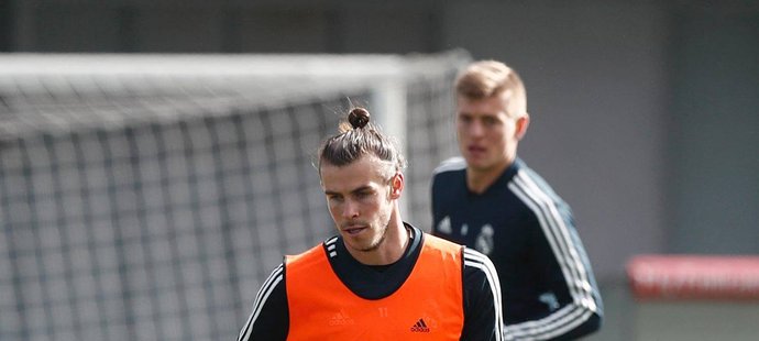 Gareth Bale na tréninku Realu Madrid před zápasem s Plzní