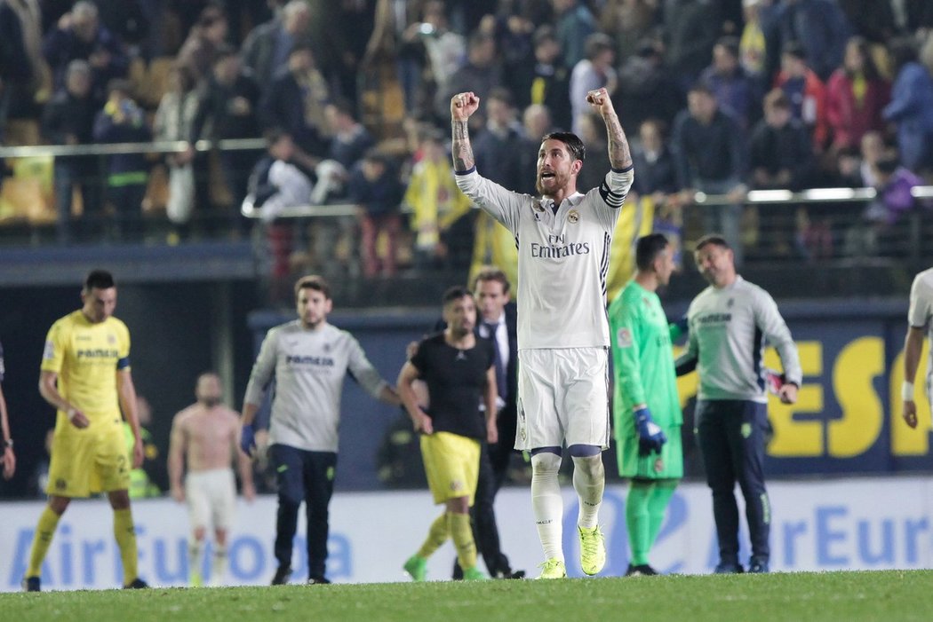 Kapitán Realu Sergio Ramos se raduje po obratu v zápase s Villarrealem