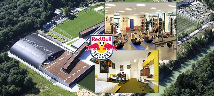 Fotbalová akademie Red Bull Salcburk, jeden z nejmodernějších areálů pro mladé sportovce