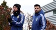 Lionel Messi a Sergio Agüero přichází na trénink argentinské reprezntace
