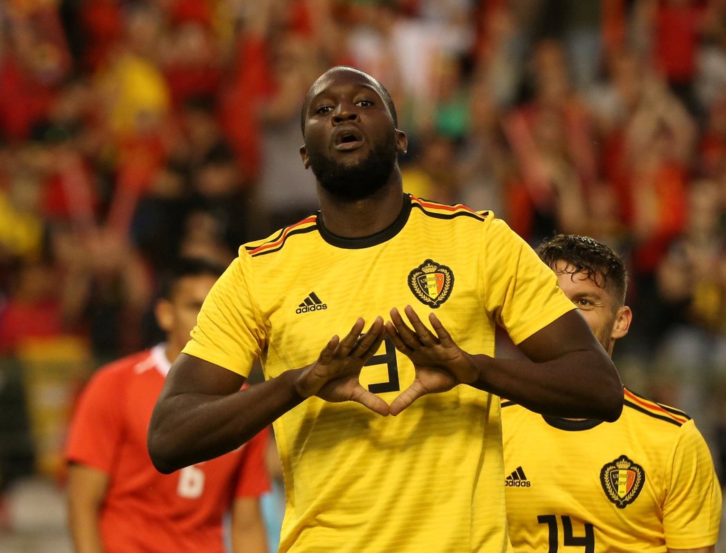 Belgický útočník Romelu Lukaku vstřelil Kostarice dva góly