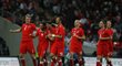 Čeští fotbalisté se ve Wembley radují po gólu Marka Jankulovskiho