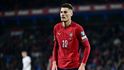 Patrik Schick během duelu s Dánskem