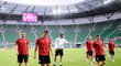 Čeští fotbalisté na předzápasovém tréninku před utkáním s Ruskem