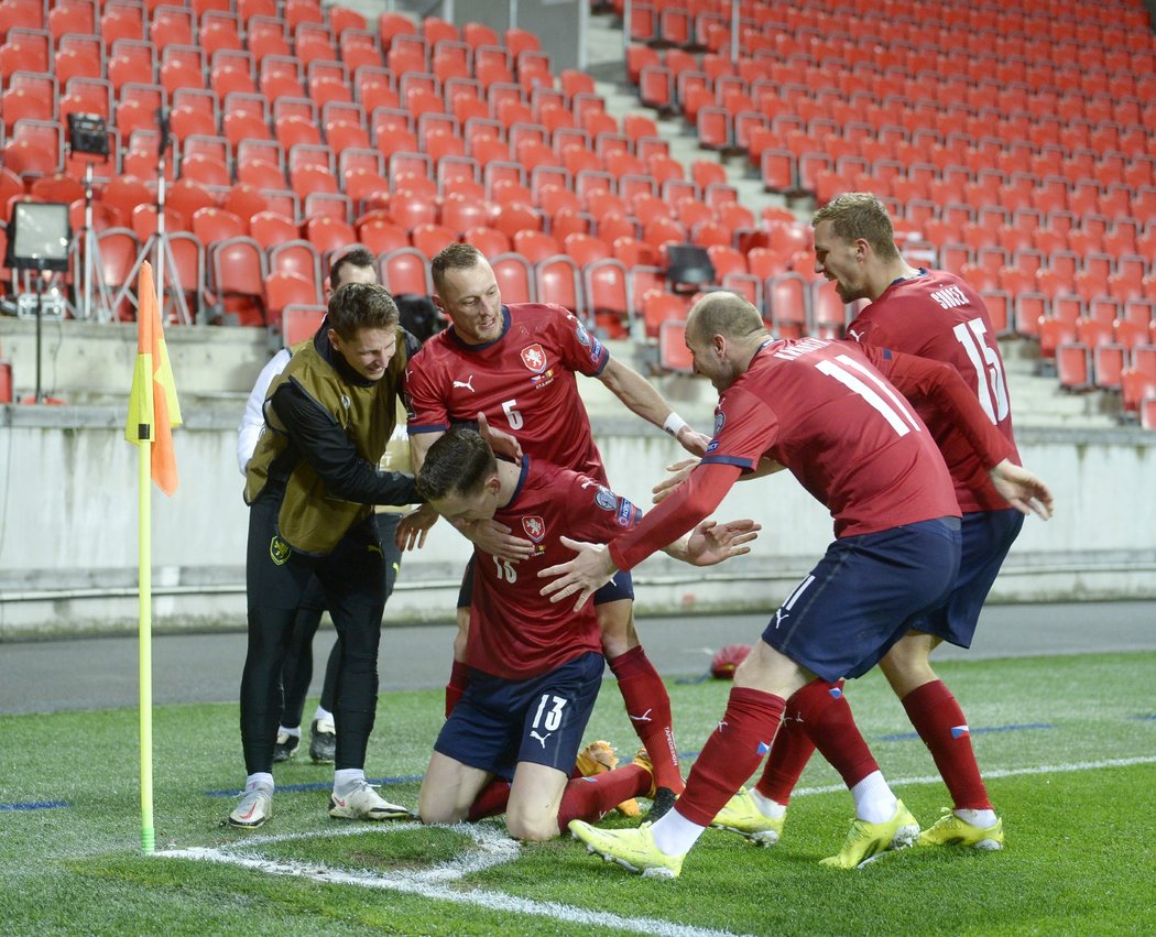 Gólová radost Lukáše Provoda v utkání proti Belgii