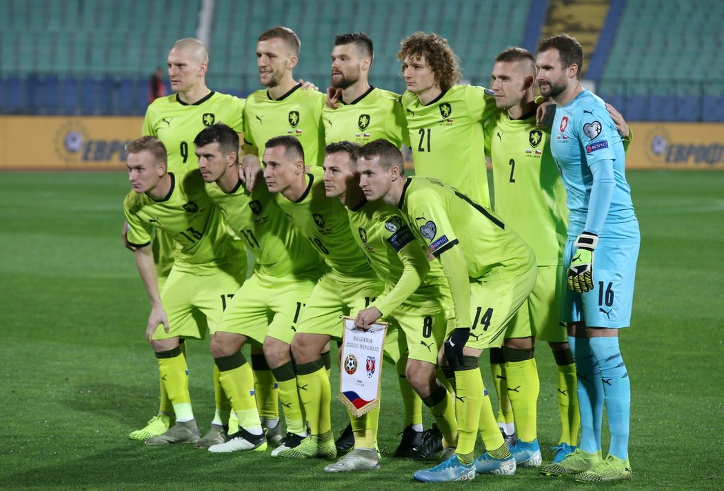 Česká fotbalová reprezentace před zápasem kvalifikace o postup na EURO v Bulharsku