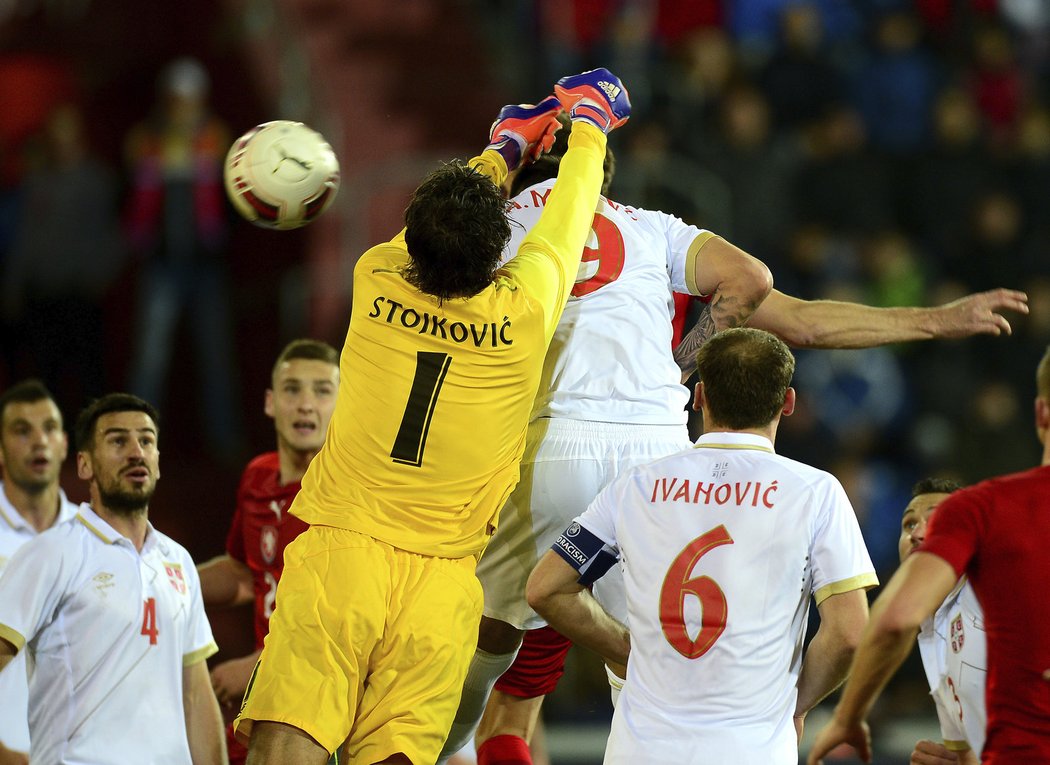 Gólový moment. Tomáš Sivok vstřelil branku na 1:0 proti Srbsku