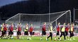 Čeští fotbalisté na tréninku v Ústí nad Labem před zápasem s Litvou