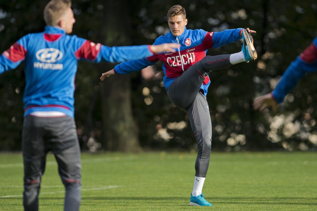 Útočník Patrik Schick na tréninku české fotbalové reprezentace