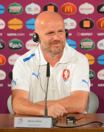 Michal Bílek na tiskové konferenci