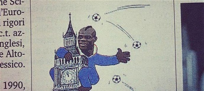 Italský deník Gazzetta dello Sport se omluvil za karikaturu reprezentačního útočníka Maria Balotelliho. Jednadvacetiletý fotbalista Manchesteru City byl v nedělním vydání před čtvrtfinále mistrovství Evropy s Anglií vyobrazen jako King Kong na londýnském Big Benu odrážející letící míče.