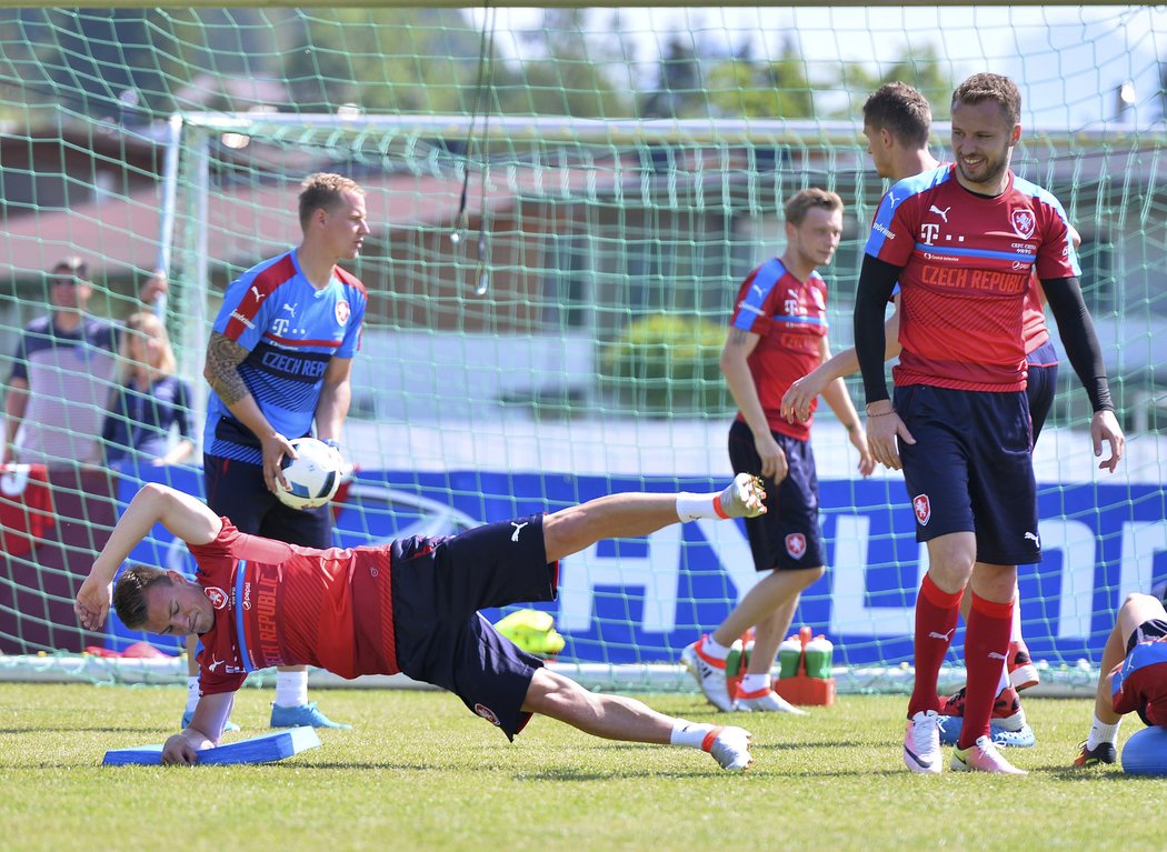 Český obránce Michal Kadlec na tréninku české fotbalové reprezentace na soustředění v Rakousku.