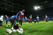 Čeští fotbalisté si při prvním tréninku v kazašské Astaně zvykali na umělou trávu. Na snímku Marek Suchý