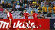 Omar Alsoma slaví gól do sítě Australanů