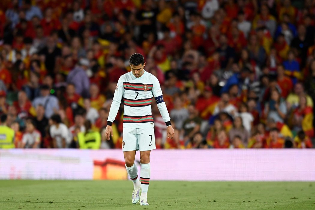 Cristiano Ronaldo během zápasu Ligy národů proti Španělsku