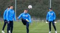 Čeští fotbalisté na tréninku před Dánskem