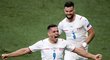 Tomáš Holeš se raduje z vítězného gólu osmifinále EURO proti Nizozemsku