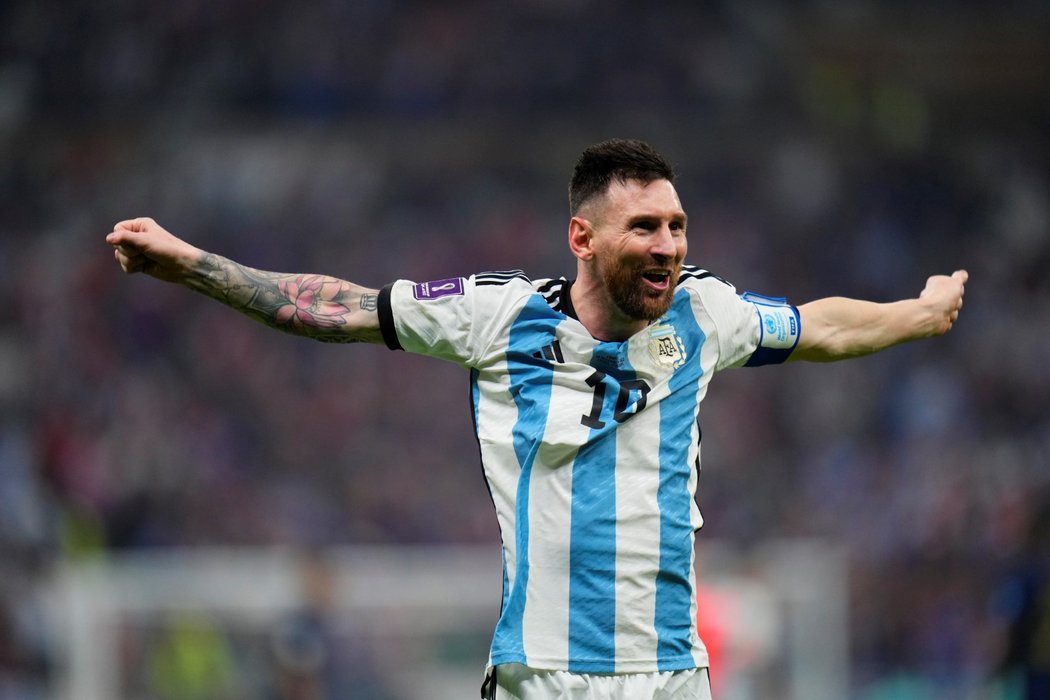 Lionel Messi se raduje z triumfu na mistrovství světa