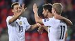 Radost fotbalistů Německa po první brance do sítě Česka