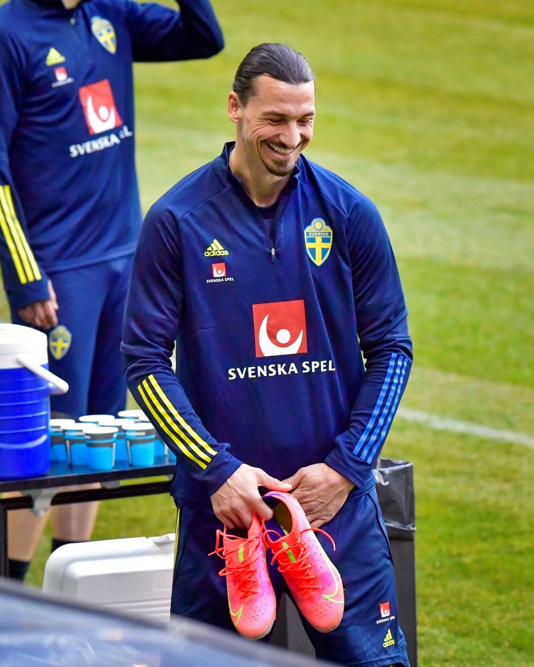 Zlatan Ibrahimovic na tréninku švédské reprezentace