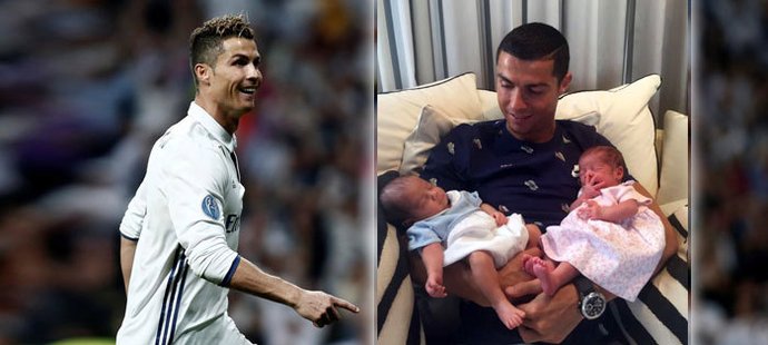 Ronaldo poprvé ukázal svá nedávno narozená dvojčata