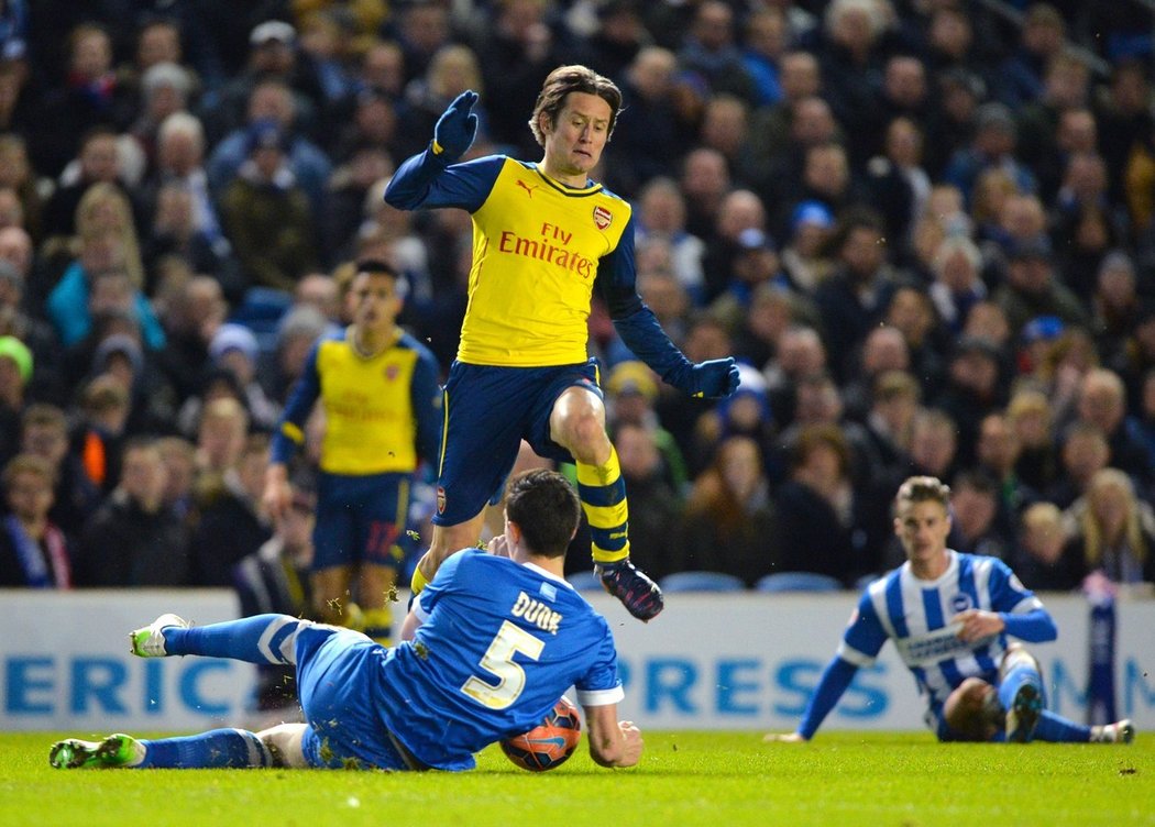 Tomáš Rosický v utkání Ligového poháru Arsenalu s Brightonem