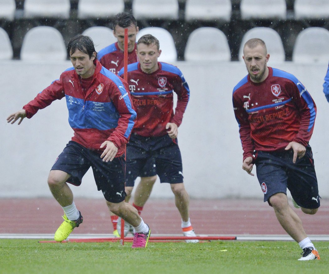 Tomáš Rosický a Jiří Skalák na tréninku národního týmu