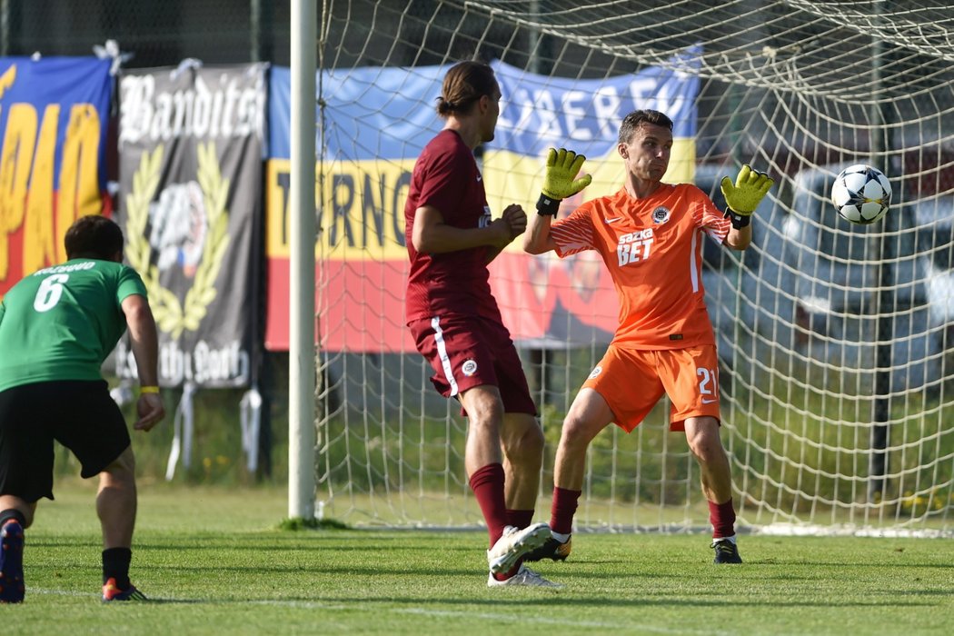 Kanonýr David Lafata si v rozlučkovém utkání vyzkoušel i roli brankáře, dostal dva góly