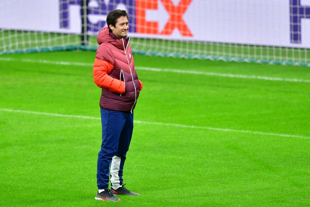 Sportovní ředitel Sparty Tomáš Rosický na tréninku Sparty před zápasem na AC Milán