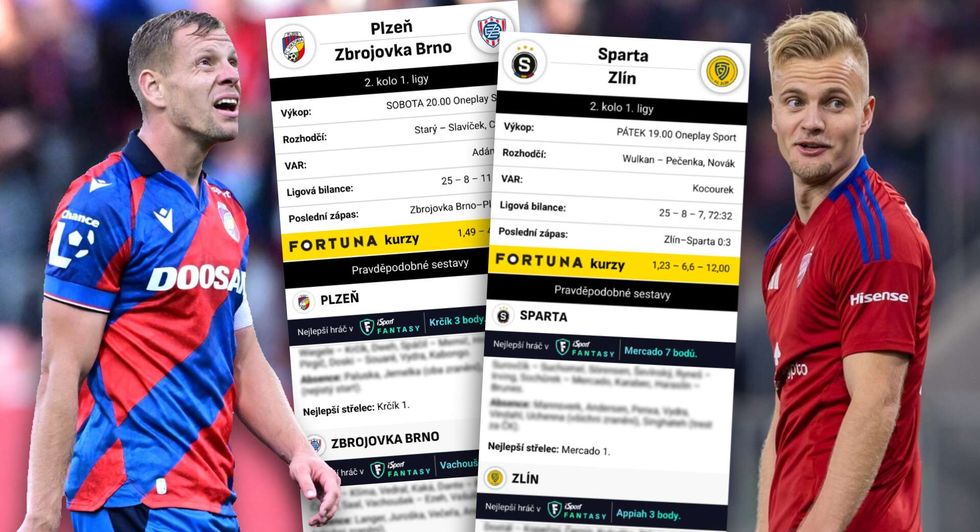 Pravděpodobné sestavy: Brunesova premiéra za Spartu, změny v základu Plzně proti Zbrojovce Pravděpodobné sestavy: Brunesova premiéra za Spartu, změny v základu Plzně proti Zbrojovce