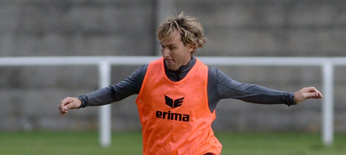 Pavel Nedvěd na tréninku Skalné před sobotním zápasem