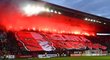 Choreo fanoušků Slavie v utkání s Baníkem Ostrava