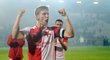 Kapitán Slavie Milan Škoda takhle slavil výhru svého týmu ve vršovickém derby na hřišti Bohemians