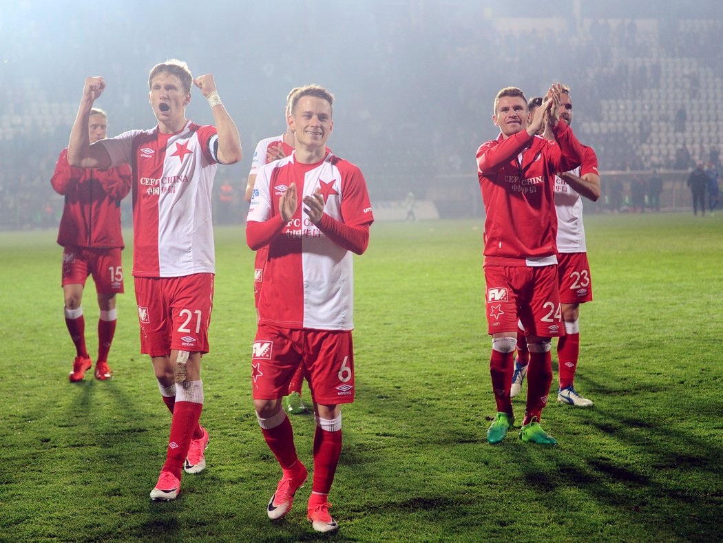 Radost hráčů Slavie po výhře nad Bohemians